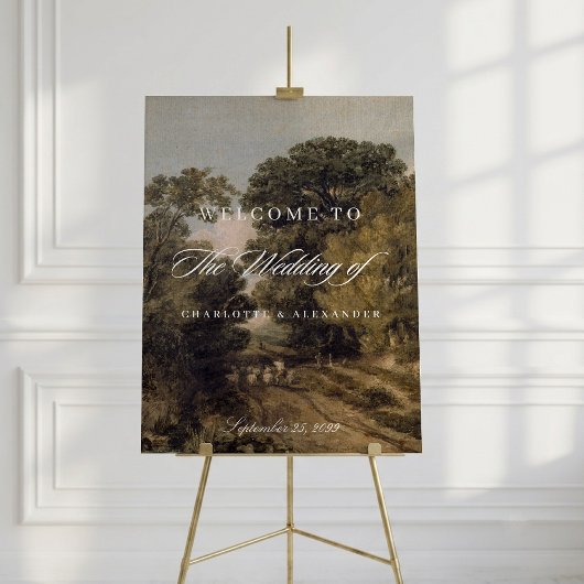 Bruiloft met vintage landschapsschilderkunst fijne poster