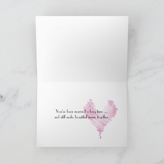 Bruiloft met viool en roos kaart (Binnen)