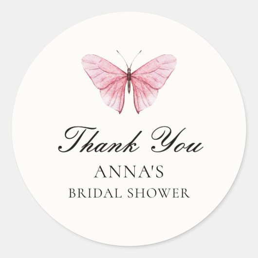 Bruiloft met Vlinders Bloemen Ronde Sticker (Voorkant)