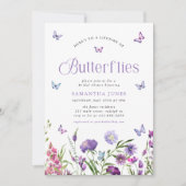 Bruiloft met Vlinders en Wilde Bloemen Kaart (Voorkant)