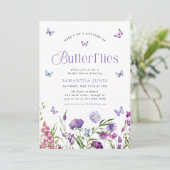Bruiloft met Vlinders en Wilde Bloemen Kaart (Staand voorkant)