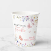 Bruiloft met Vlinders en Wilde Bloemen Papieren Bekers (Voorkant)