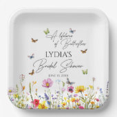 Bruiloft met vlinders in het wild papieren bordje (Voorkant)