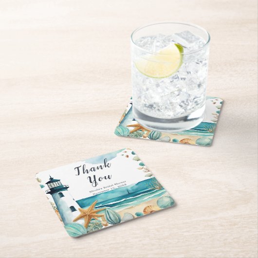 Bruiloft met vuurtoren-thema kartonnen onderzetters (Insitu)