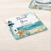 Bruiloft met vuurtoren thema kartonnen onderzetters (Schuin)