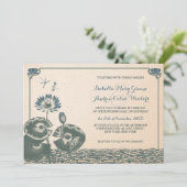 bruiloft met waterlust en libellen kaart (Staand voorkant)