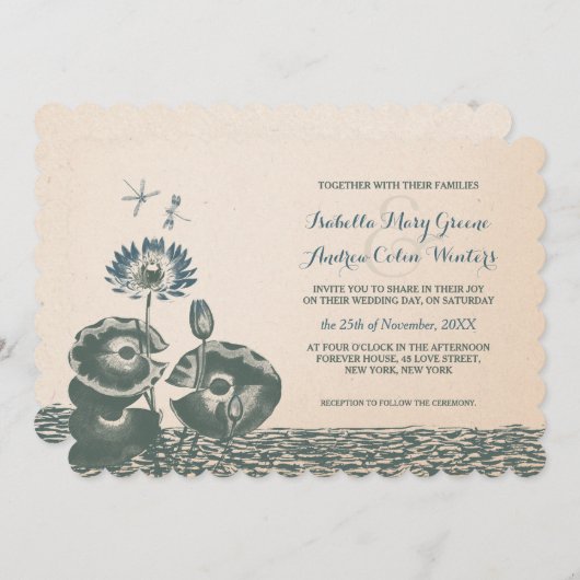 bruiloft met waterlust en libellen kaart (Voorkant / Achterkant)