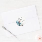 Bruiloft met waterverf Oceaan Splash Zee Koraal Ronde Sticker (Envelop)