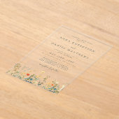 Bruiloft met wilde bloemen acryl uitnodigingen (Laagn)