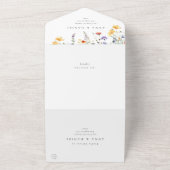 Bruiloft met wilde bloemen all in one uitnodiging (Buitenkant)
