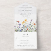 Bruiloft met wilde bloemen all in one uitnodiging (Binnen)