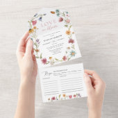 Bruiloft met wilde bloemen all in one uitnodiging (Afscheurbaar)