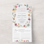 Bruiloft met wilde bloemen all in one uitnodiging (Binnen)