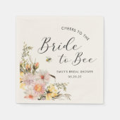 Bruiloft met Wilde Bloemen Bruid-tot-Bij Bijen Bru Servet (Voorkant)