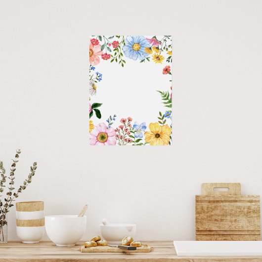 Bruiloft met wilde bloemen bruidsfeest welkom poster (Keuken)