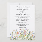 Bruiloft met wilde bloemen, elegante moderne budge kaart (Voorkant)