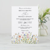 Bruiloft met wilde bloemen, elegante moderne budge kaart (Staand voorkant)