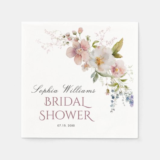 Bruiloft met wilde bloemen servetten (Voorkant)