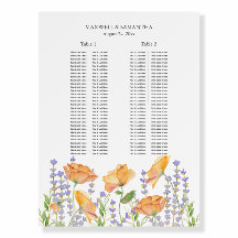 Bruiloft met Wildflower Thema Zitplaatsenkaart