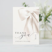 Bruiloft met Witte Strik Bedankkaart (Staand voorkant)