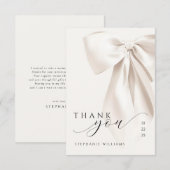 Bruiloft met Witte Strik Bedankkaart (Voorkant / Achterkant)