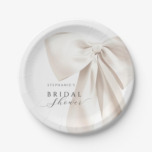 Bruiloft met witte strik papieren bordje (Voorkant)