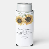Bruiloft met zonnebloem Eucalyptus Script Seltzer Blikjeskoeler (Seltzer Voorkant)