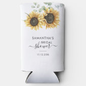 Bruiloft met zonnebloem Eucalyptus Script Seltzer Blikjeskoeler (Voorkant)