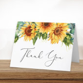 Bruiloft met zonnebloem Eucalyptus Waterverf Bedankkaart