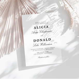 bruiloft met zwarte en witte kalligrafie kaart