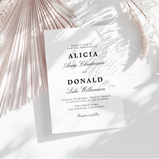 bruiloft met zwarte en witte kalligrafie kaart