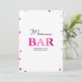 Bruiloft Mimosa Bar Bord | Roze Confetti Kaart (Staand voorkant)