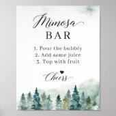 Bruiloft Mimosa Bar Bord Winterdennenbomen Poster (Voorkant)