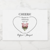 Bruiloft Mini Mousserende Wijnfles Etiket w / Roze (Enkel label)