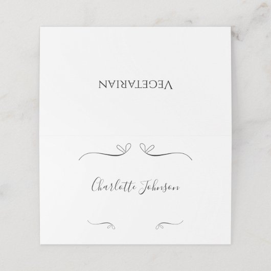 Bruiloft Minimaal Script Zwart-wit Naam Plaats Plaatskaartje (Buitenkant ongevouwen)