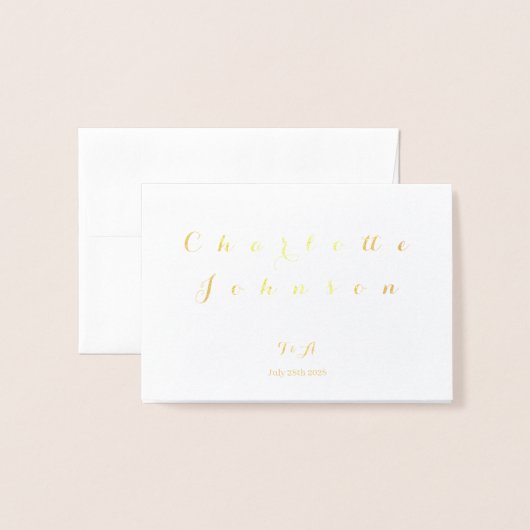 Bruiloft Minimale naam Plaats Menu Keuze Echt Goud (Voorkant met envelop)