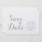 Bruiloft minimalistisch effen grijs kalligrafie sc save the date (Voorkant)