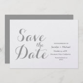 Bruiloft minimalistisch effen grijs kalligrafie sc save the date (Voorkant / Achterkant)
