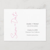 Bruiloft Minimalistische kalligrafie Roze Wit Aankondigingskaart (Voorkant)