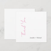 Bruiloft Minimalistische kalligrafie Roze Wit Bedankkaart (Voorkant / Achterkant)