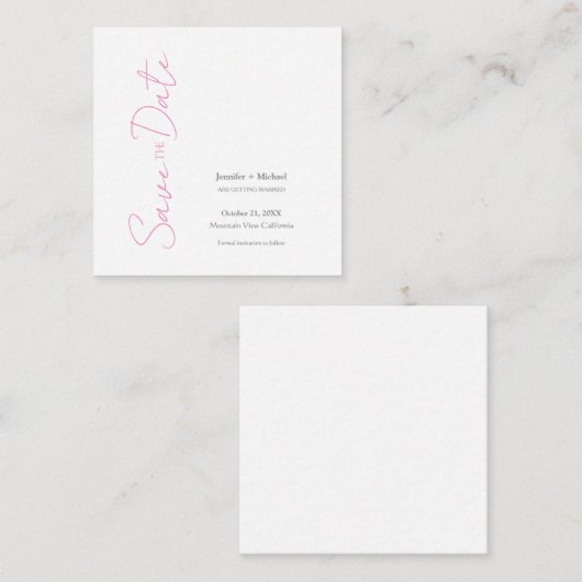 Bruiloft Minimalistische kalligrafie Roze Wit Informatiekaartje (Voorkant / Achterkant)