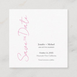 Bruiloft Minimalistische kalligrafie Roze Wit Informatiekaartje