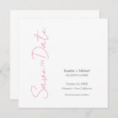 Bruiloft Minimalistische kalligrafie Roze Wit Kaart (Voorkant / Achterkant)