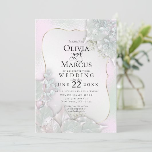 BRUILOFT | Misty Pink Pearl Shimmer Kaart (Staand voorkant)