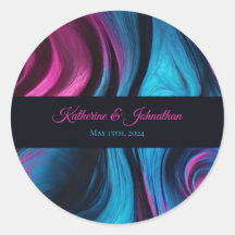 Bruiloft-Modern Abstract blauw en roze-