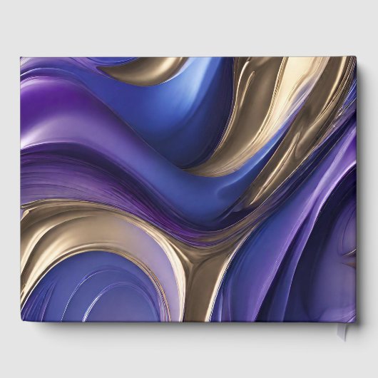 Bruiloft Modern Abstract-blauw Paarse Goud- Gastenboek (Achterkant)