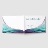 Bruiloft Modern Abstract-Paarse en Blauwgroen- Gastenboek (Volledig)