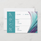 Bruiloft Modern Abstract-Paarse en Blauwgroen- RSVP Kaartje (Achterkant)