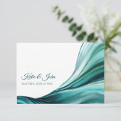 Bruiloft Modern Abstract- Smaragd Groen- RSVP Kaartje (Staand voorkant)