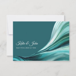 Bruiloft Modern Abstract- Smaragd Groen- RSVP Kaartje